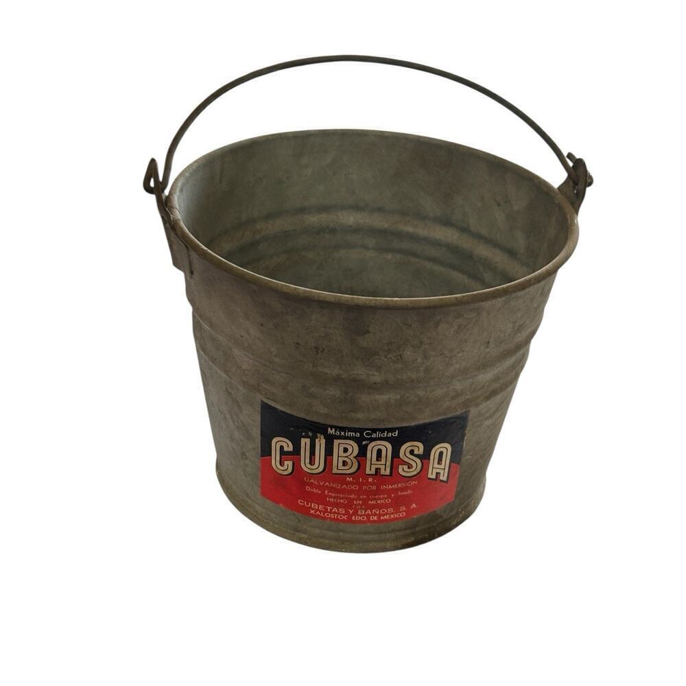 Cubasa 5 INCH Galvanized Steel Bucket PAIL Farm Architectural 3 Liter Vintage